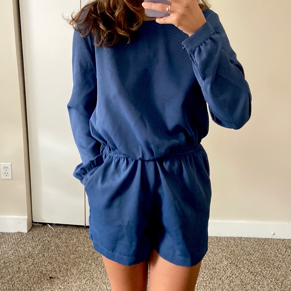 Long sleeve blue romper
